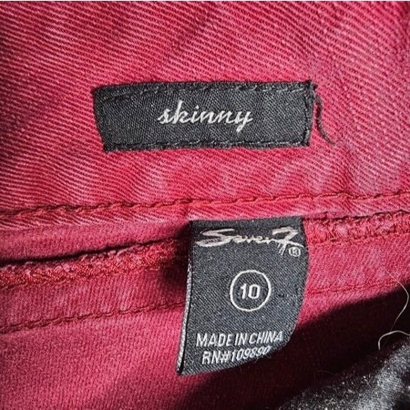 Seven7 Red Skinny Denim Leggings Pants, Women's Size 10 - Picture 4 of 8
